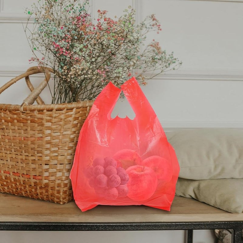 50 قطعة من أكياس القمامة البلاستيكية الحمراء السميكة بمقابض 20 × 32 سم، أكياس نفايات مطبخ متينة - Image 4